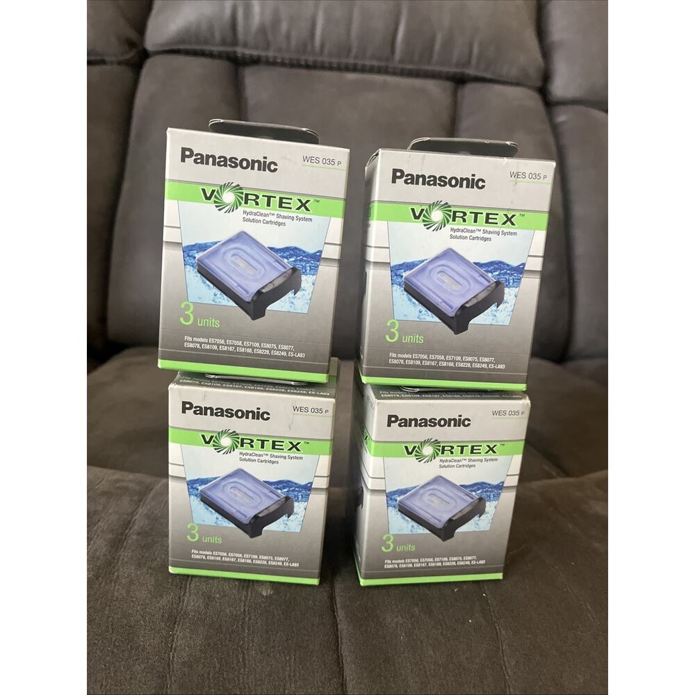 4 Boxes Panasonic Vortex Hydra Clean Shaving Solution Cartridges 3 Units WES035P